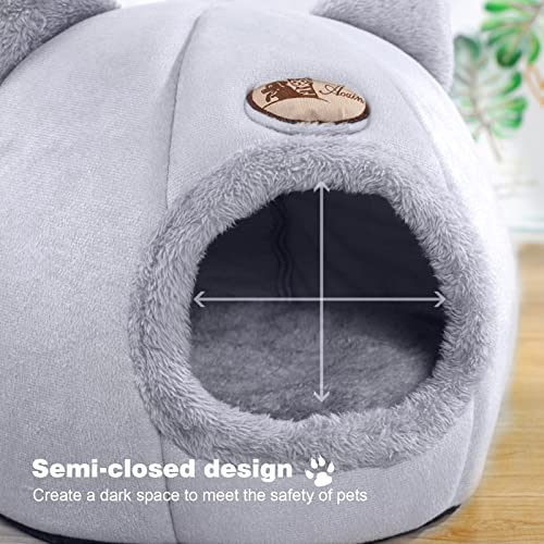 PETCUTE Cat Bed Tent for Cats Small Dogs,Pet Bed for Cats,Machine Washable,Cat Cave Bed with Anti-Slip & Water-Resistant Bottom,Semi-Enclosed Cat Bed House,Cat Sleeping Cave,Cat Cushion Bed - Image 4