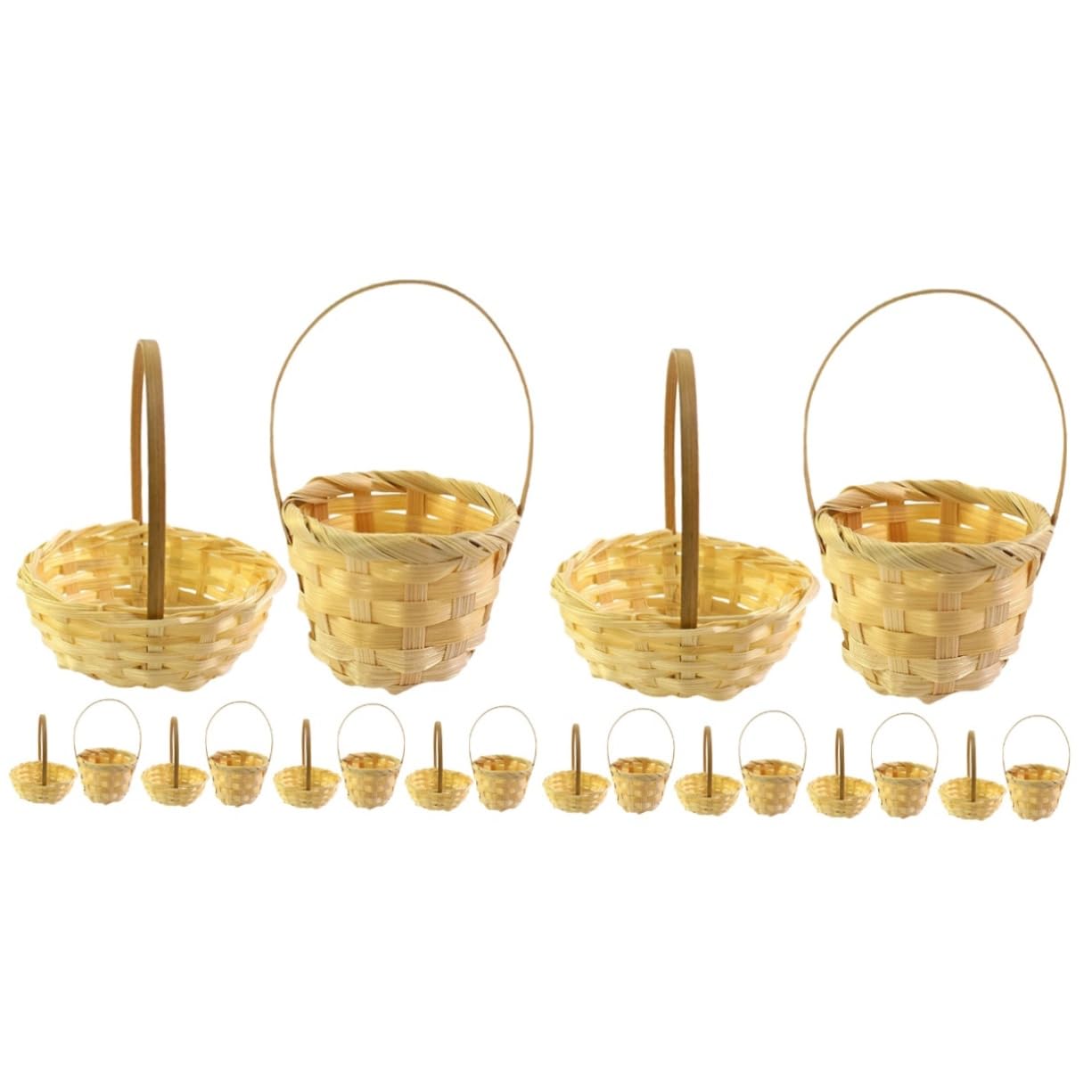 20 pcs Mini Rattan Basket chip serving basket mini basket with handle wedding candy basket wedding table decoration mini floral baskets wedding decor Bamboo weaving dining table