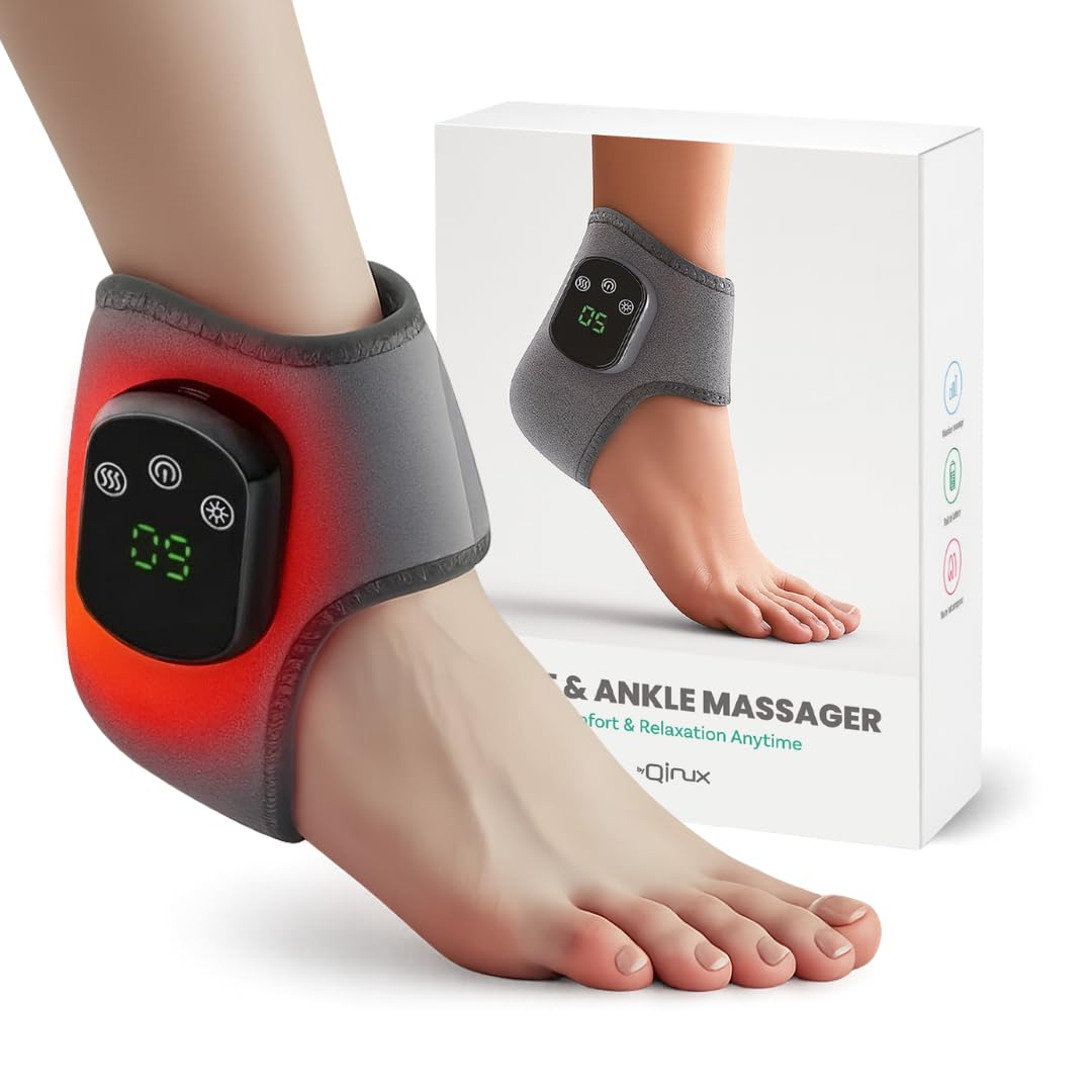 FootRevita - Masajeador de Pies y Tobillos con Calor Ajustable y Vibración, Recuperación Deportiva y Relajación Muscular, Uso Diario en Casa, 5 Niveles de Temperatura y 3 Modos de Masaje