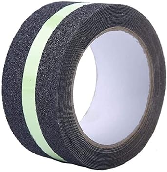 TurtleGrip Anti-Skid Tape, Anti-Slip High Traction Tape Black with Glow in The Dark Strip Self Adhesive | Fall Resistant?Non slip Size-10Mx50MM