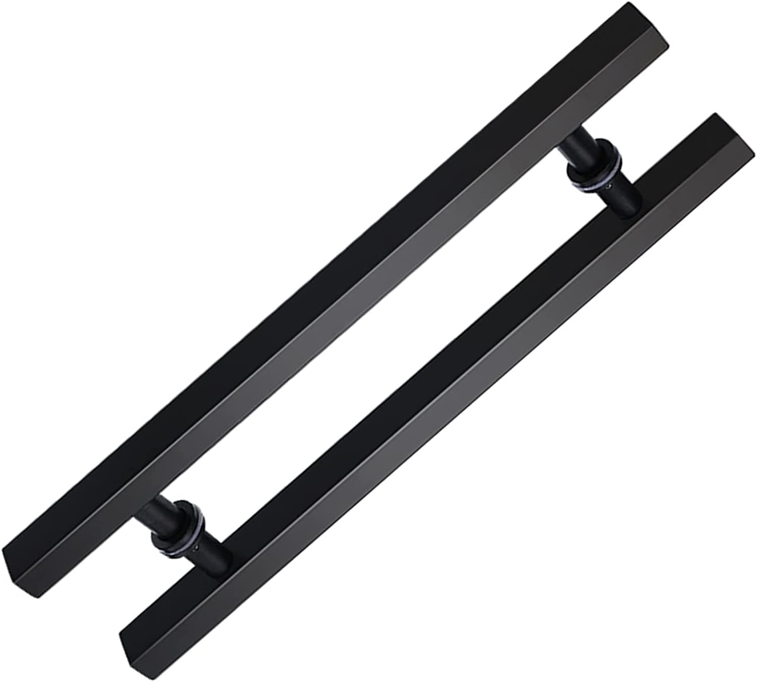 CWCQGH Sliding Door Handle Push Pull Door Handles, Bathroom Lobby Warehouse, Ergonomical Square Dohandle Hardware, Stainless Steel Commercial Door Handle,Black-60Cm/23.6In