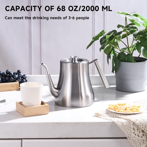 Gurudar 68Oz/2000Ml Stainless Steel Teapot With Removable Infuser, Stovetop & Dishwasher Safe Tea Maker Water Kettle For Loose Leaf & Tea Bags thumb #7