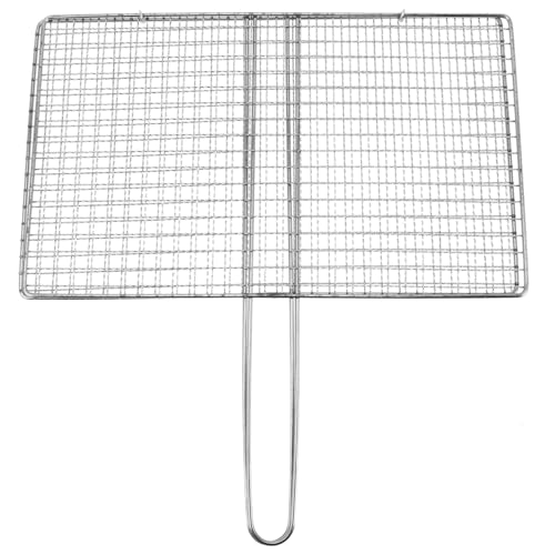 BESPORTBLE Fish Grill Basket, Fish Grilling Basket for Outdoor Stainless Steel Folding Grill Accessories Grill Basket for Bar Camping Picnics Parties