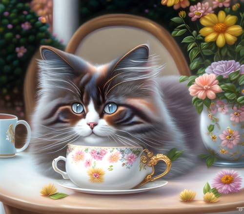 Poster chat souriant SERENDIPITP toile sans cadre 58x90 cm