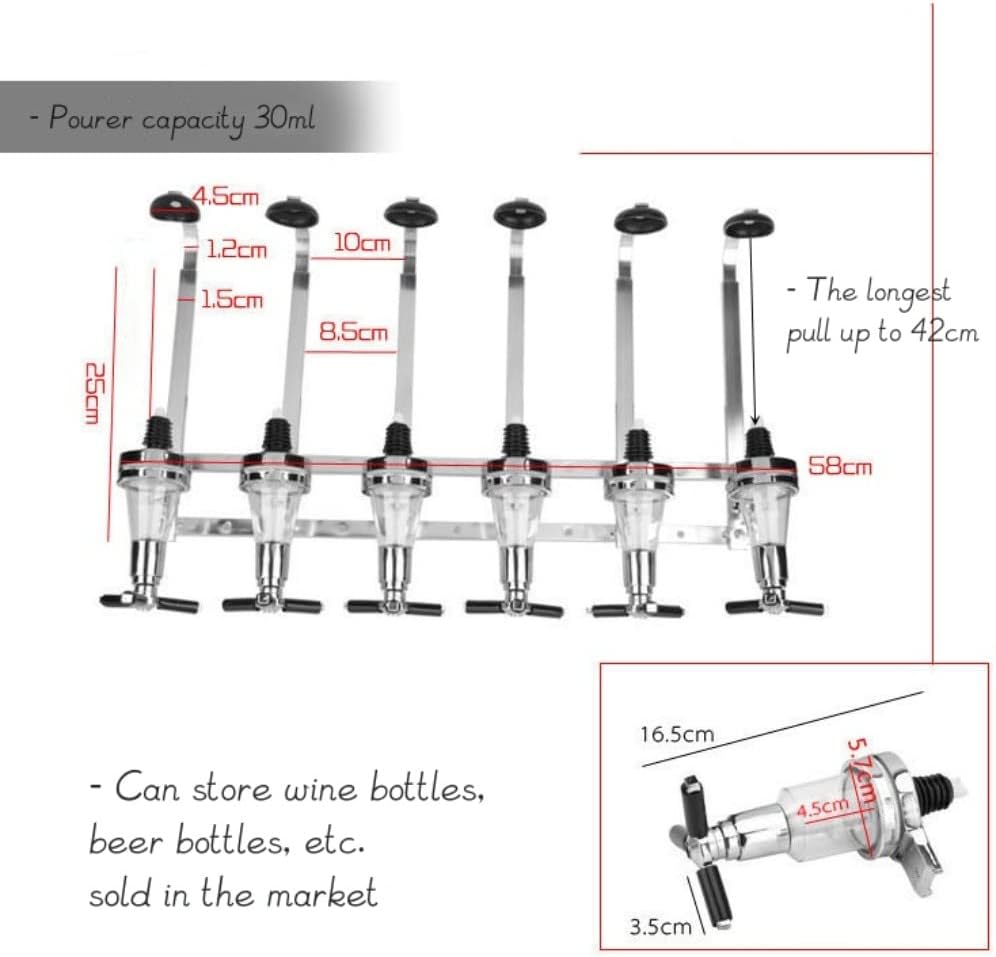 Wall Mounted Liquor Dispenser Wine Dispenser Machine Bar Butler Drinking Pourer Alcohol Dispenser for Home Bar & Party (30ML) (6 Bottle)