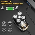 Head Shaver for Bald Men 5 in 1 Cordless Men's Electric Shavers with LED, Rechargeable Wet & Dry Rotary Shaver Bald Head…