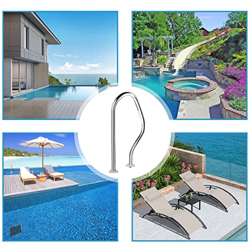 Baranda para piscina de acero inoxidable 304 plata miniatura 6