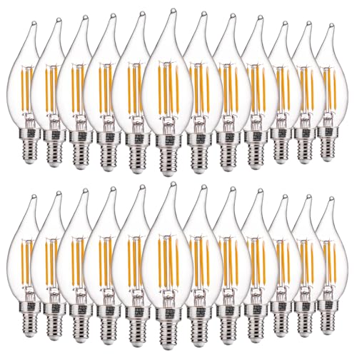 Image of FLSNT Dimmable LED Candelabra Bulbs 40W Equivalent, 450LM,E12 Base LED Chandelier Light Bulbs, 2700K Soft White, 24 Pack UL,CA65 Listed.