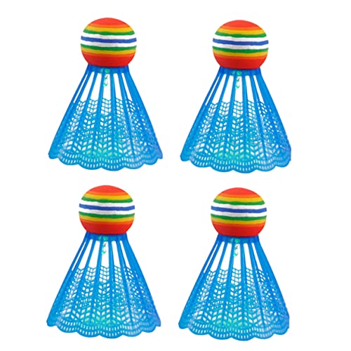 BRIGHTFUFU 4Pcs LED Glow Nylon Badminton Shuttlecocks for Play Blue Sports Supplies for School and Exercise Activities