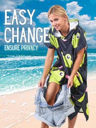 Frog Gifts Surf Poncho Hooded with Cute Frog, Soft Cover-Up Changing Towel with Pocket3