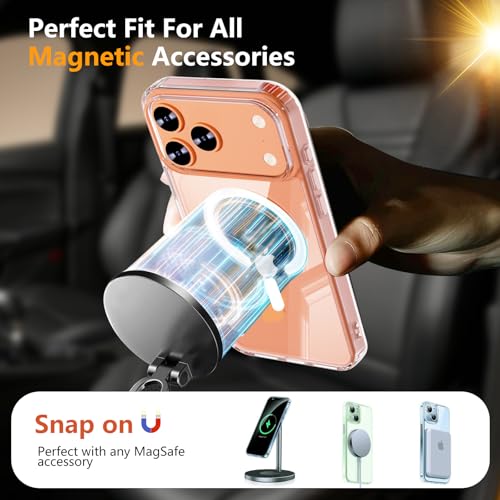 Image of Magnetic for iPhone 17 Pro Max Case with Privacy Screen Protector,[Non-Yellowing] Shockproof Clear Phone Case Compatible with MagSafe Women Girls for iPhone 17 ProMax 5g 2025,Transparent