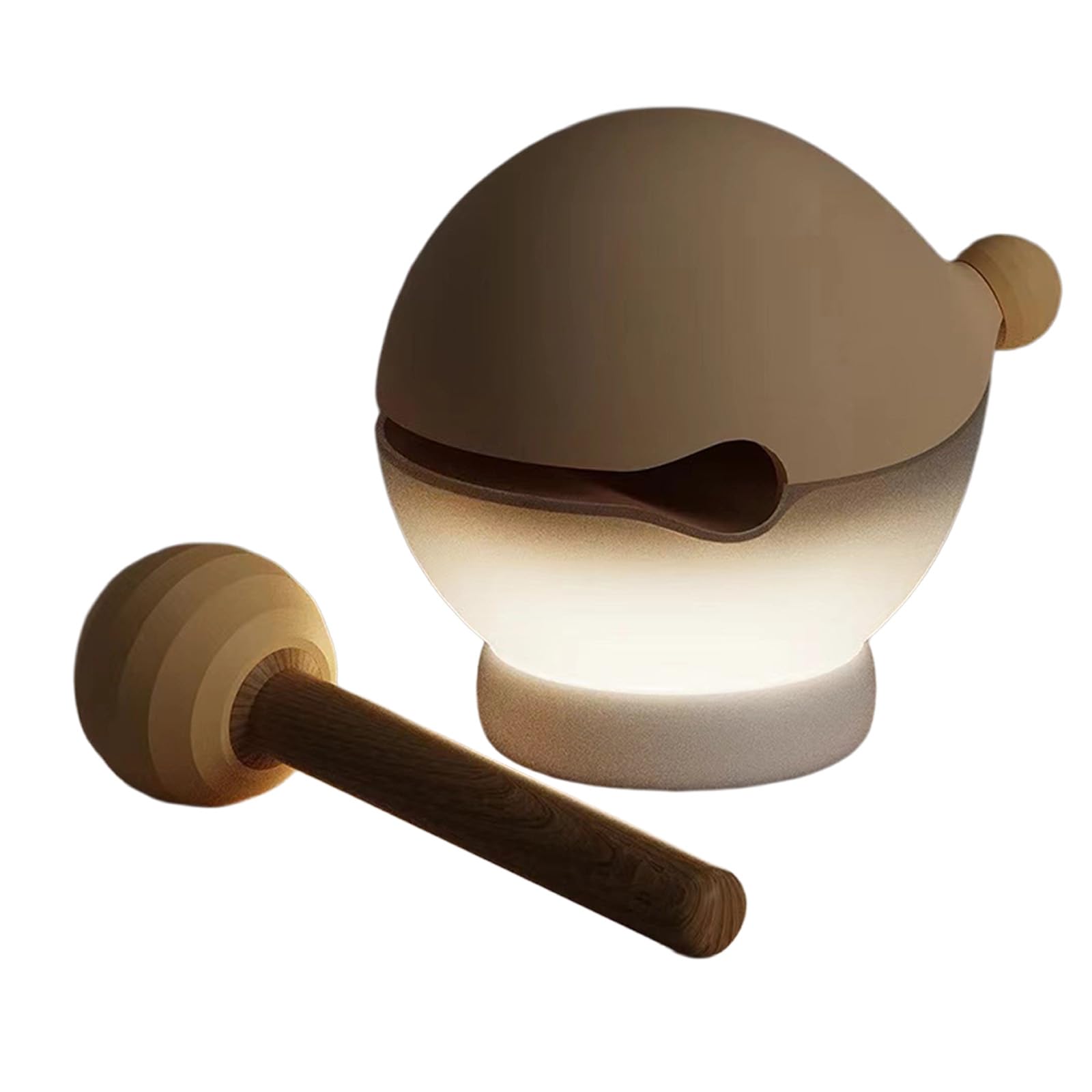 FROMCEO ABS Recycled Wood Themed Tap on Off Night Light with Rechargeable Battery Adorable Sensitive Wooden Night Light for Room and Relaxation Use