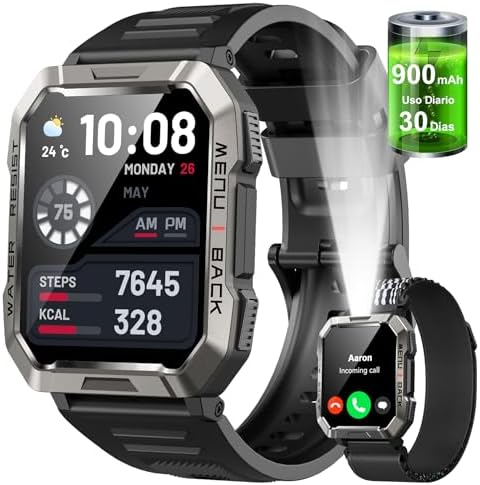 Reloj Inteligente Hombre, 2.01" Smartwatch Hombre con Linterna y ...