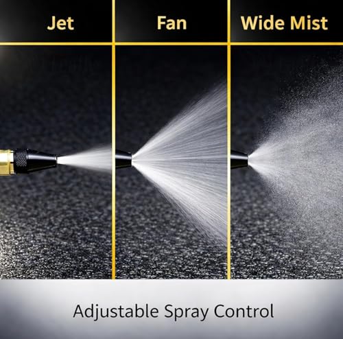 Image of Leafly Heavy Duty Garden Hose | Flexible Expandable Waterpipe with Double Latex Core & Braided Outer Layer | Stainless Metal Spray Nozzle Gun, Tap Connector, 2 Hose Clamps | Leak & Kink Free (20M)
