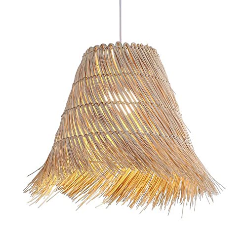 Lustre en bambou tressé idéal pour illuminer votre îlot de cuisine avec un style rustique