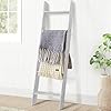 TEAKMAMA Blanket Ladder 4.5 Ft Blanket Rack, Decorative Blanket Ladder Farmhouse Blanket Holder, Wall Leaning Blanket Ladders for Living Room, Easy to Assemble - White