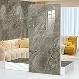 10pcs Marble Peel and Stick Waterproof Wall Panels,Heat-Resistant Backsplash Tile, 23.6'x11.8' PVC Foam Wall Sticker for Kitchen,Living Rooms, Bedrooms TV Walls,Grey (Not Real Tile 19.4Sq. Ft.)