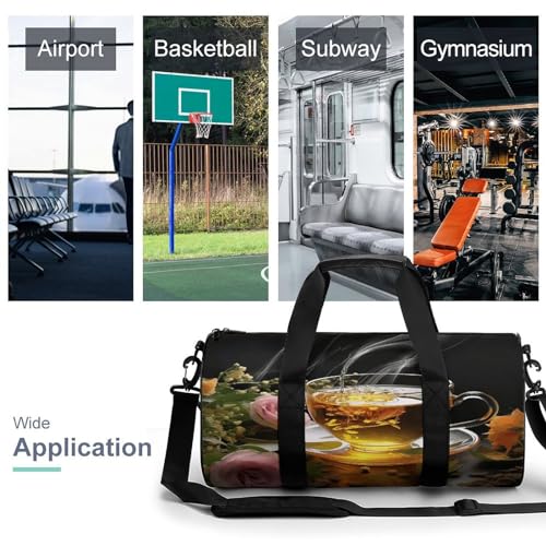 Cylindrical Gym Bag,Cup of Tea Sports Gym Bag,Workout Bags,travel Weekender Bag,Duffle Travel Bag for Men Women3