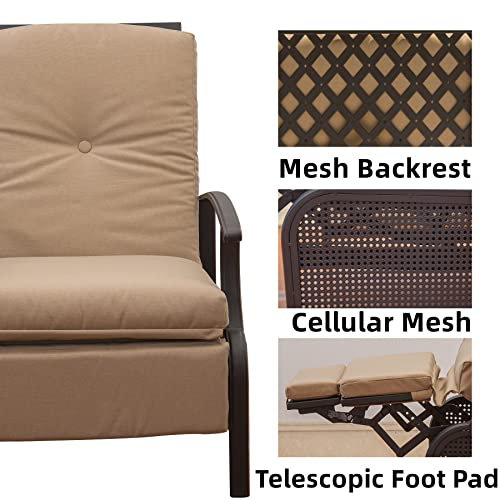 Domi Patio Recliner Chair With Cushions,Outdoor Adjustable Lounge Chair,Reclining Patio Chairs With Strong Extendable Metal Frame For Reading,Garden,Lawn  #TOP4