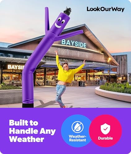 Image of LookOurWay Air Dancers Inflatable Tube Man Attachment - 10 Feet Tall Wacky Waving Inflatable Dancing Tube Guy for Business Promotion - Blower Not Included - Purple
