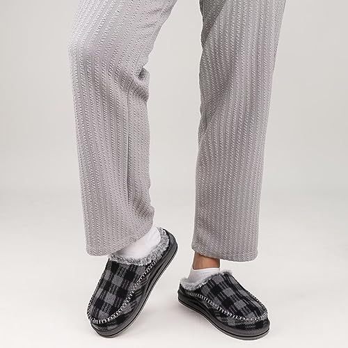 Image of KuaiLu Mens Slippers with Orthopedic Arch Support Suede Faux Fur