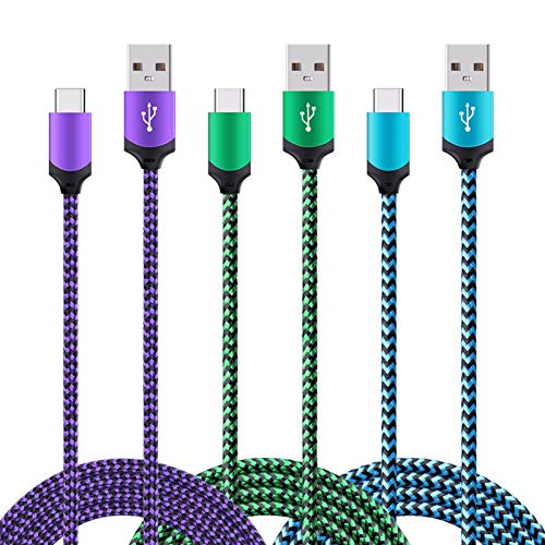 USB Type C Charger Cable Fast Charging Cord for Google Pixel 10, 9a, 9, 10 9 Pro XL Fold, 8, 7, 6, 5, 4, 3a, 3 2 XL, Pixel C, (Blue/Green/Purple, 6 feet, 3 Pack)