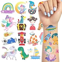 TatoYard Glitter Tattoos for Kids, 204 Individual Patterns Temporary Tattoo Stickers for Boys Gilrs Party Bag Fillers Favours, Children Birthday Decorations Class Games Toys