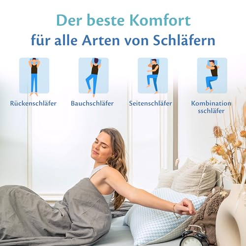 Ella Nackenstützkissen 40x80 – Ergonomisches Kopfkissen mit Verstellbarer Füllung –...