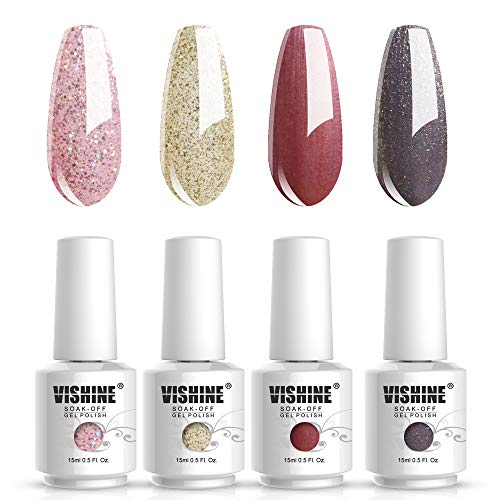 Gel Nail Polish Soak Off Gel Polish Lacquer UV LED Nail Art Manicure Kit 4 Colors Set C209