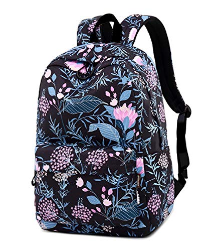 Joymoze-Fashion-Leisure-Backpack-for-Girls-Teenage-School-Backpack-Women-Print-Backpack-Purse-Black-Flower