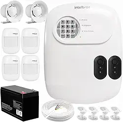 Kit Central de Alarme Anm 24 Net Intelbras + 4 Sensores Ivp 2000 Sf + Bateria + Sirenes + Cabo