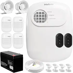 Kit Central de Alarme Anm 24 Net Intelbras + 4 Sensores Ivp 2000 Sf + Bateria + Sirenes + Cabo