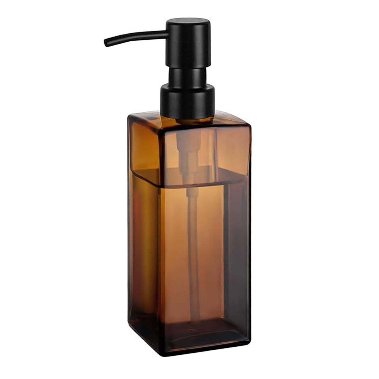 Kxaoxgrc Amber+2 Black Pumps Glass Soap Lotion Dispenser Set, Hand Soap Lotion Dispenser 12 Oz Glass Leak-Proof Multicolor With 2 Pump Heads(Amber+2 Black Pumps)