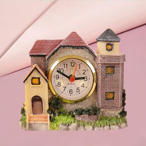 Reloj despertador SHINEOFI forma castillo de resina resistente y color aleatorio 7