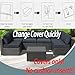 Frxeyaliz 14Pcs Outdoor Cushion Covers Replacement Washable w/Zipper for 6-Seaters Sofa Patio Slipcovers Set Seat and Back Covers Only-25.6x25.6x3.9inch