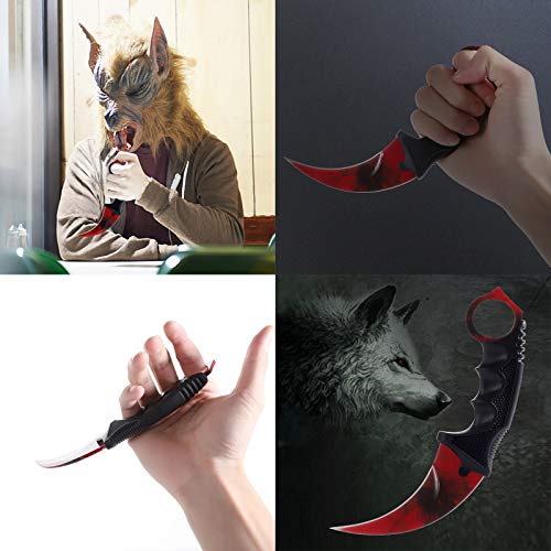 Topoint Karambit Knife, Stainless Steel Fixed Blade Knife For Hunting Camping And Field Survival (Red) #TOP1
