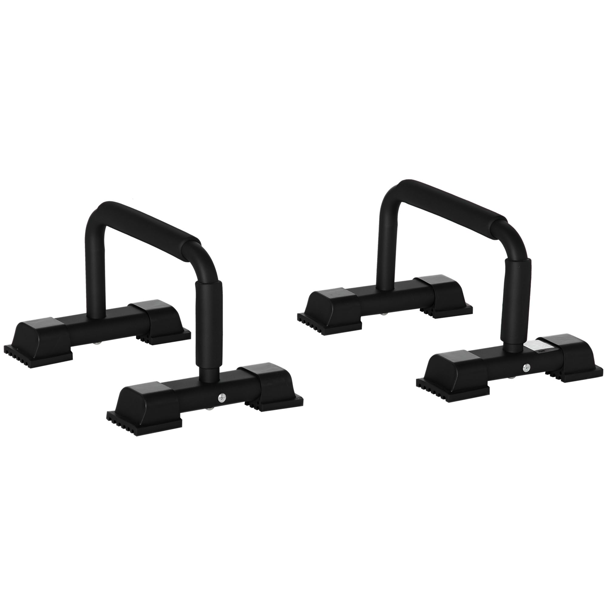 HOMCOM Barras Paralelas de Acero para Calistenia con Alfombra Antideslizante y Empuñaduras Acolchadas Negro 36x25x20 cm