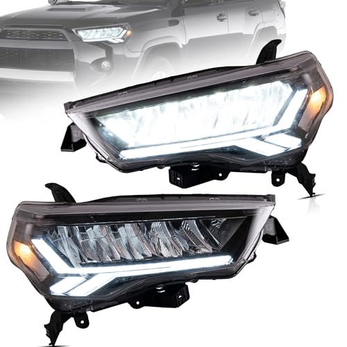 VLAND Headlights Fit for 2014-2023 Toyota 4Runner TRD, Limited, Off-Road, SR5, Sport, Nightshade, Front light with Dynamic Startup DRL and Sequential Turn Signal, Reflection Bowl Clear Headlamp