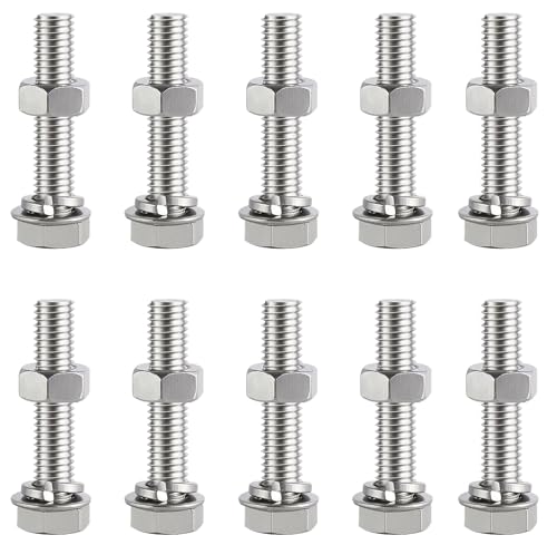 Image of 1 /4-20 x 1 Hex Bolt Set, Fully Threaded Stainless Steel 18-8, Plain Finish