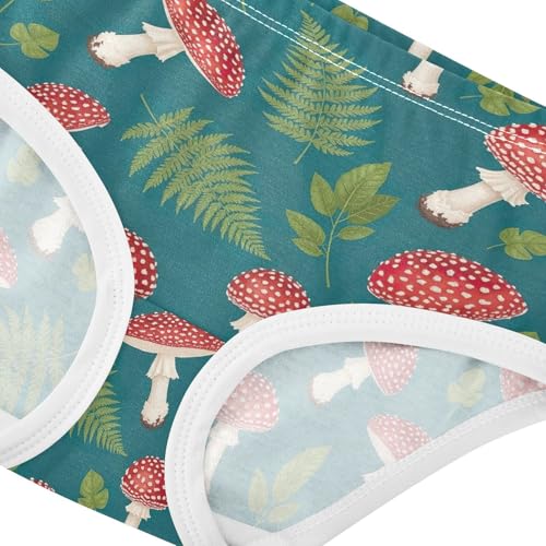 Joisal Cotton Toddler Girls Underwear Vibrant Red Mushrooms Green Cute Panties Girl Print Briefs Undies Kids 2t4