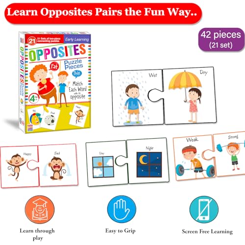 Image of Opposite Match Jigsaw Puzzle Connecting 2-piece (Set of 21 pcs) for Kids, Childrens and Toddlers - Early Learning Educational Brain Booster with Fun and Engaging - Ages 4+