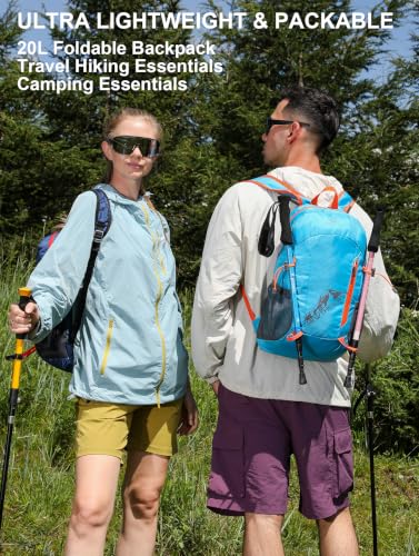 Hiflyer Mochila pequeña para senderismo para mujeres y hombres, mochilla plegable de 20L para viaje, camping y senderismo, ligera, color negro miniatura 3