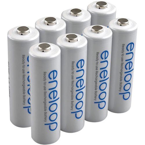 Sanyo Eneloop 8 Pack AA NiMH Pre-Charged Rechargeable Batteries-Newest version-FREE BATTERY HOLDER- 