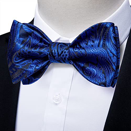 Image of DiBanGu Mens Silk Self Bow Tie Set 4PCS for Tuxedo Wedding