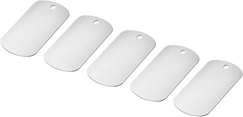 Miniatura 1 de DMiotech Paquete de 5 sellos de aluminio plateado de 1.142 x 1.969 in, grabados en blanco personalizados para números, etiquetas, nombres, proyectos