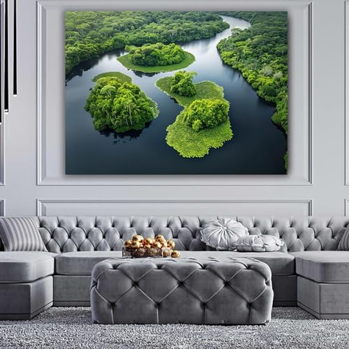 Impression sur toile salon tableau paysage forestier 50x70cm encadré - 4