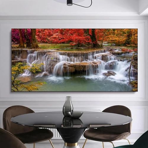 Peinture murale cascade 70x140 pour habiller un grand mur vide de salon
