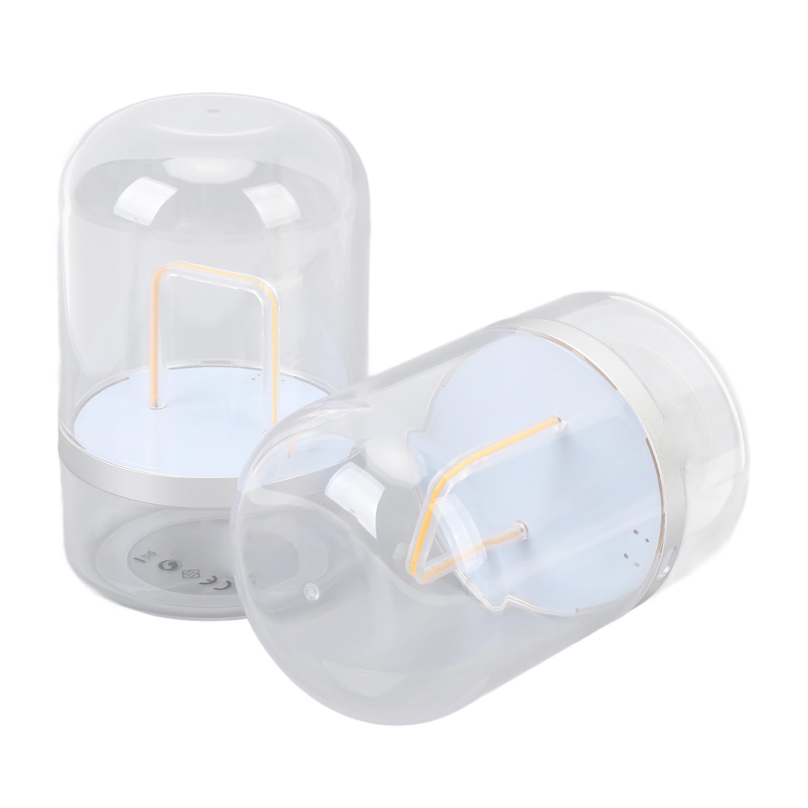 Langstrecken-Nachtlicht, Elegante Touch-Lampe, Fernerkundung für Paare, Heimdekoration, Transparent, Silberfarben, 2 Stück