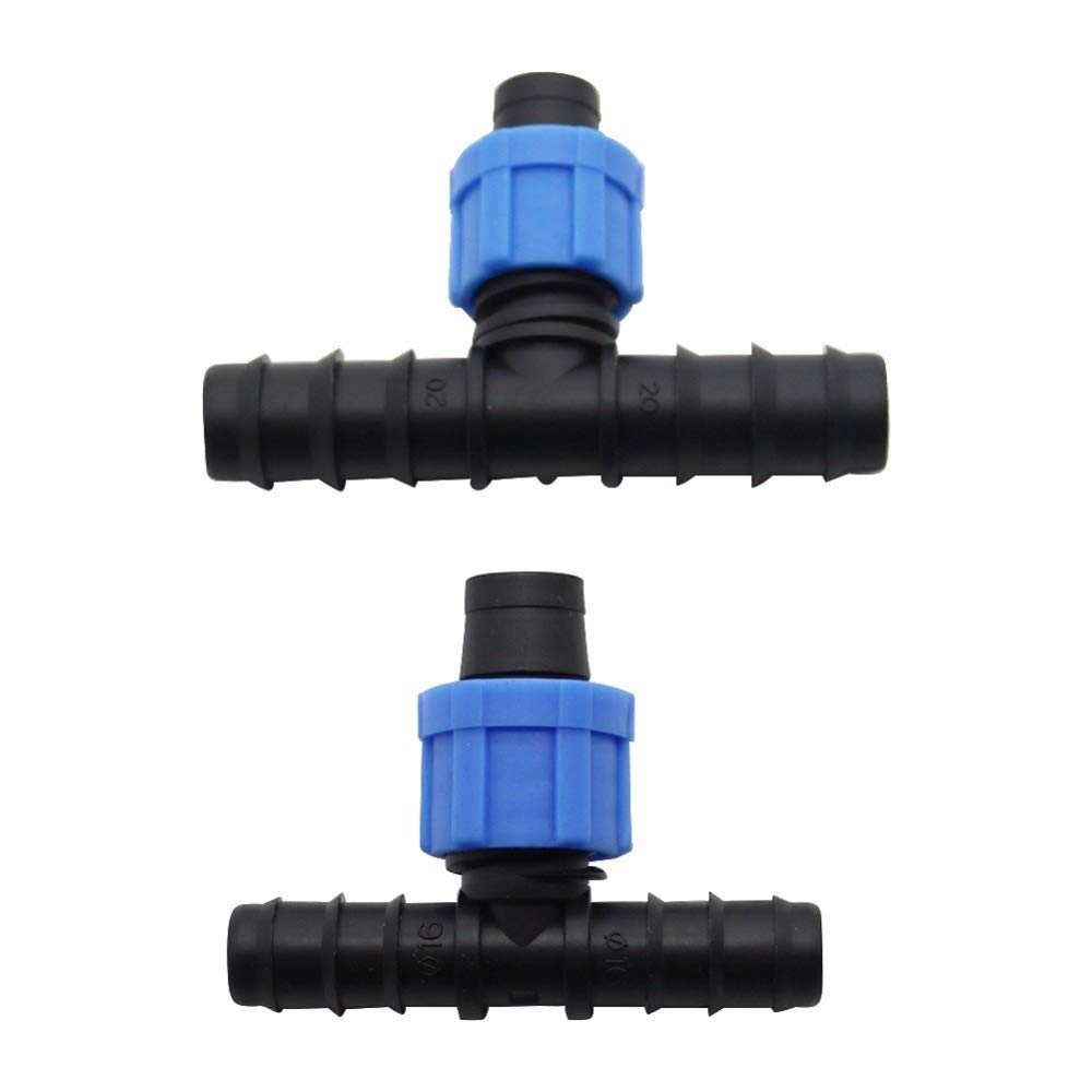 Schnellanschluss Gartenschlauch 16mm Drip Tape-T-Anschluss Tropfbewässerung Fittings Gewächshaus Gewindeverschluss Schlauchverbinder 50 Stk (Color : Black, Diameter : DN16 to 17mm)