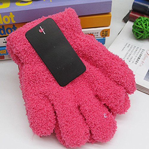 ZIRAN Enfants Mignons garçon Filles Enfants Gants de Doigt Complet Mitaines à Main Hiver Chaud Enfants Gants-Corail Cachemire